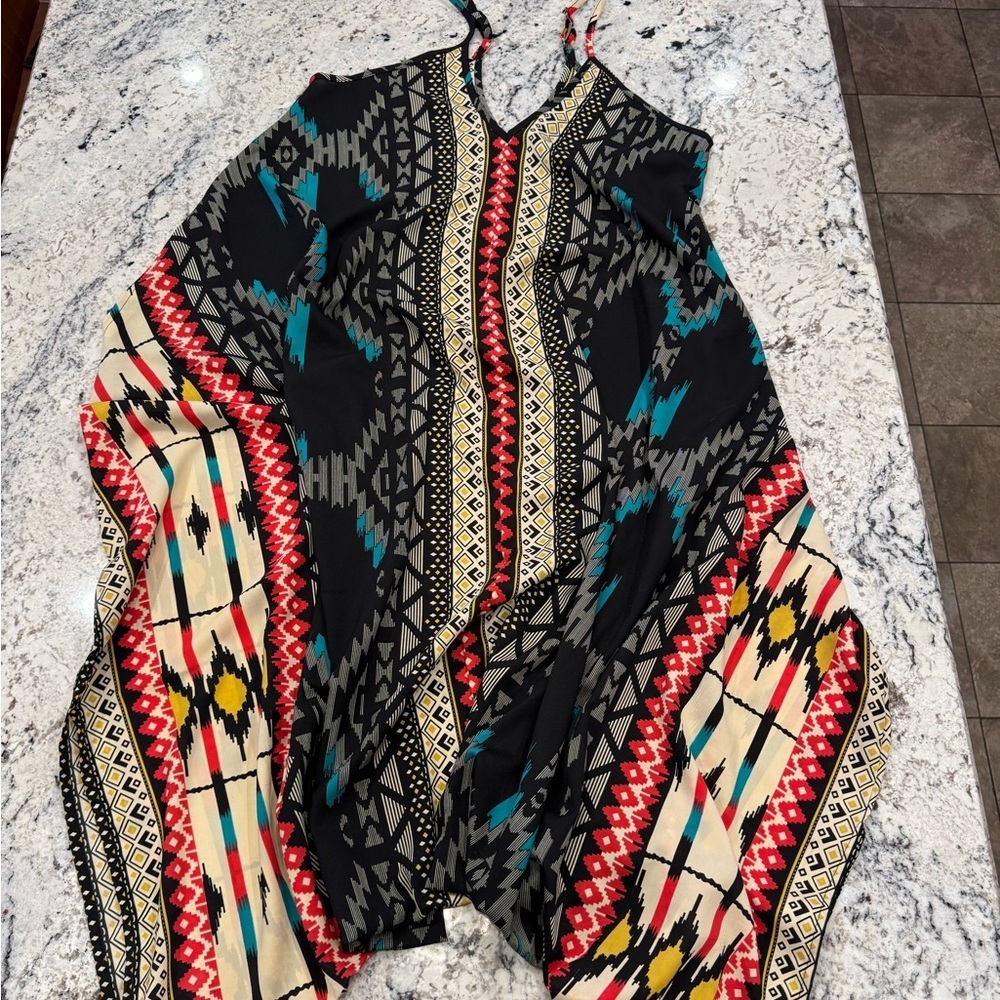 SOHO Tribal Print Handkerchief Hem Romper Size 3 Boho Festival - Picture 3 of 7